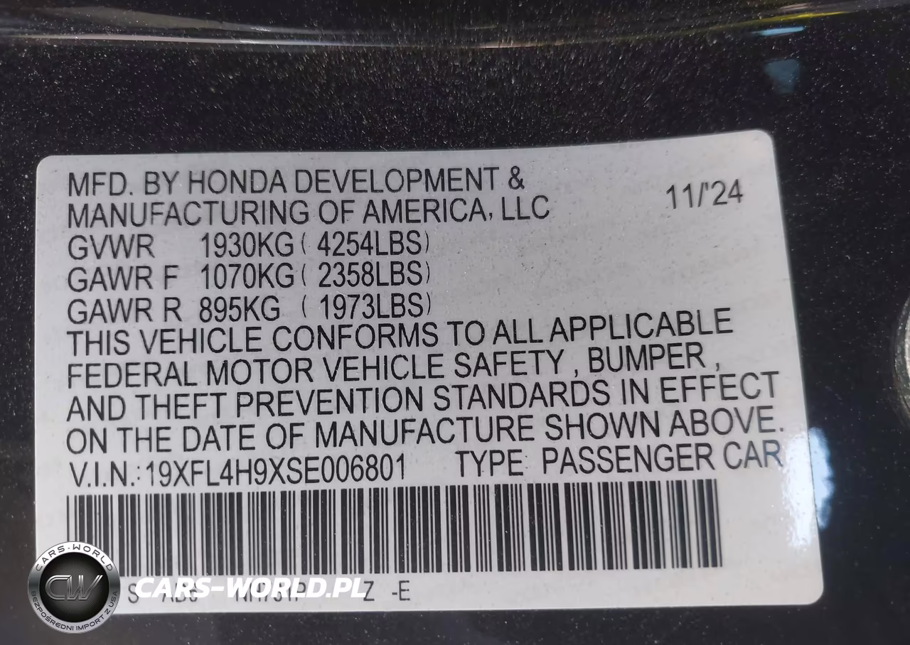2025 Honda Civic Hybrid Sport Touring VIN:19XFL4H9XSE006801 - 9
