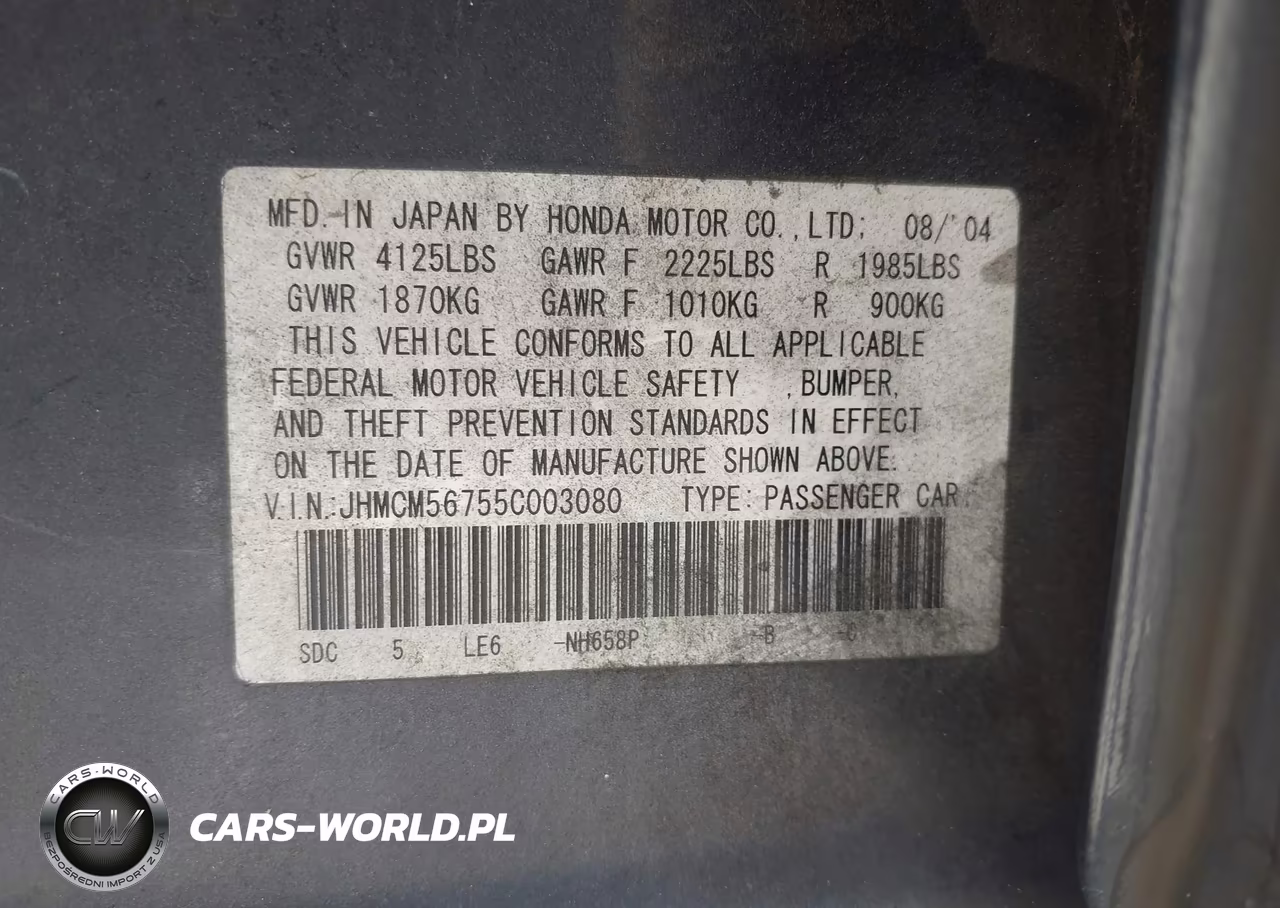 2005 Honda Accord 2.4 Ex VIN:JHMCM56755C003080 - 9