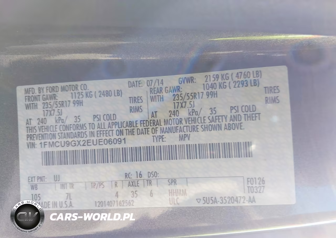 2014 Ford Escape Se VIN:1FMCU9GX2EUE06091 - 9