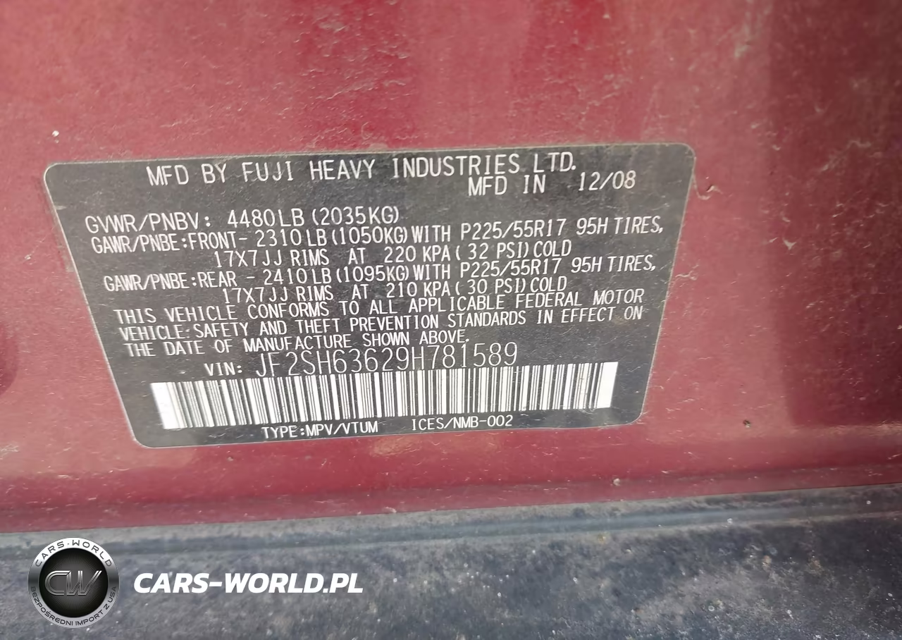 2009 Subaru Forester 2.5X VIN:JF2SH63629H781589 - 9