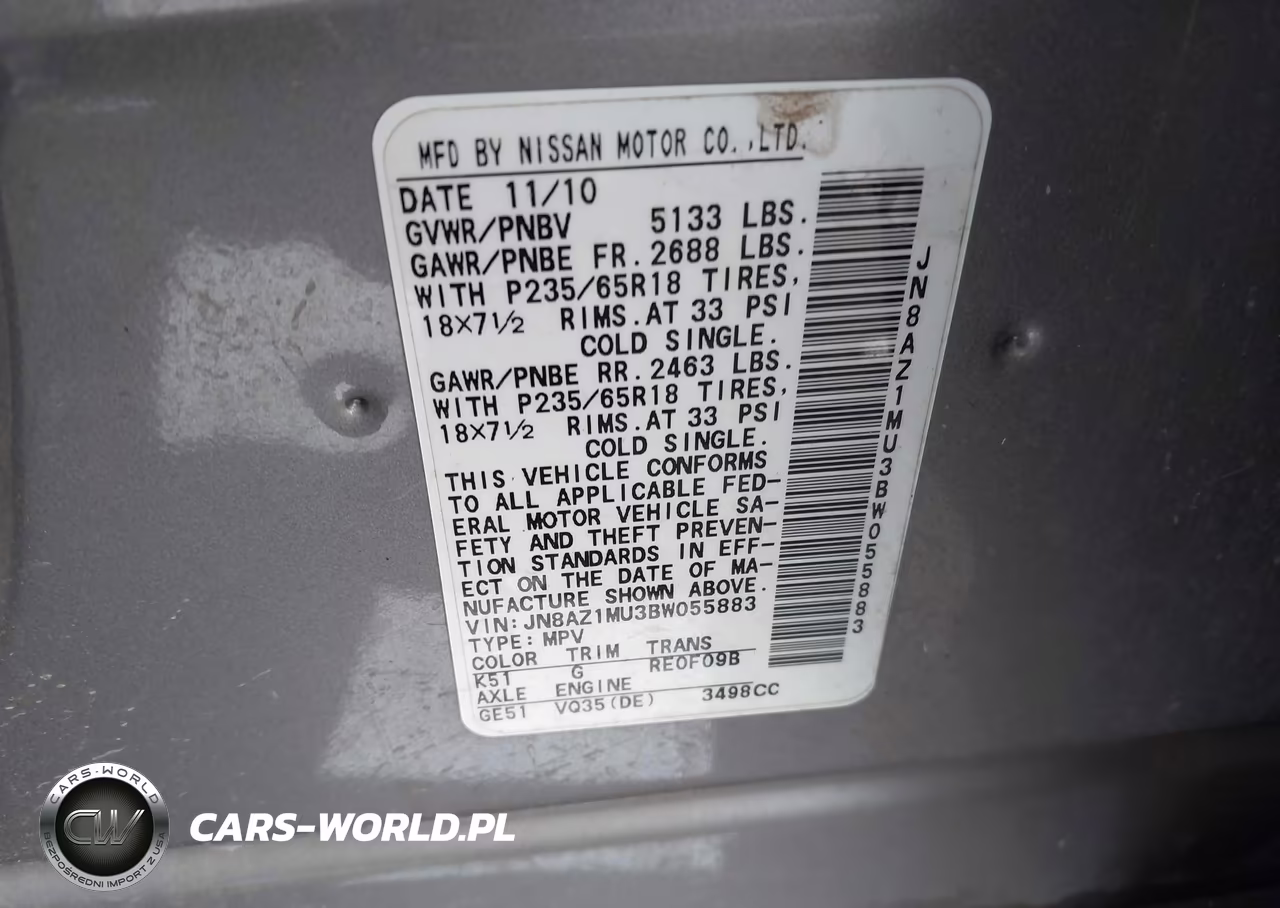 2011 Nissan Murano S VIN:JN8AZ1MU3BW055883 - 9