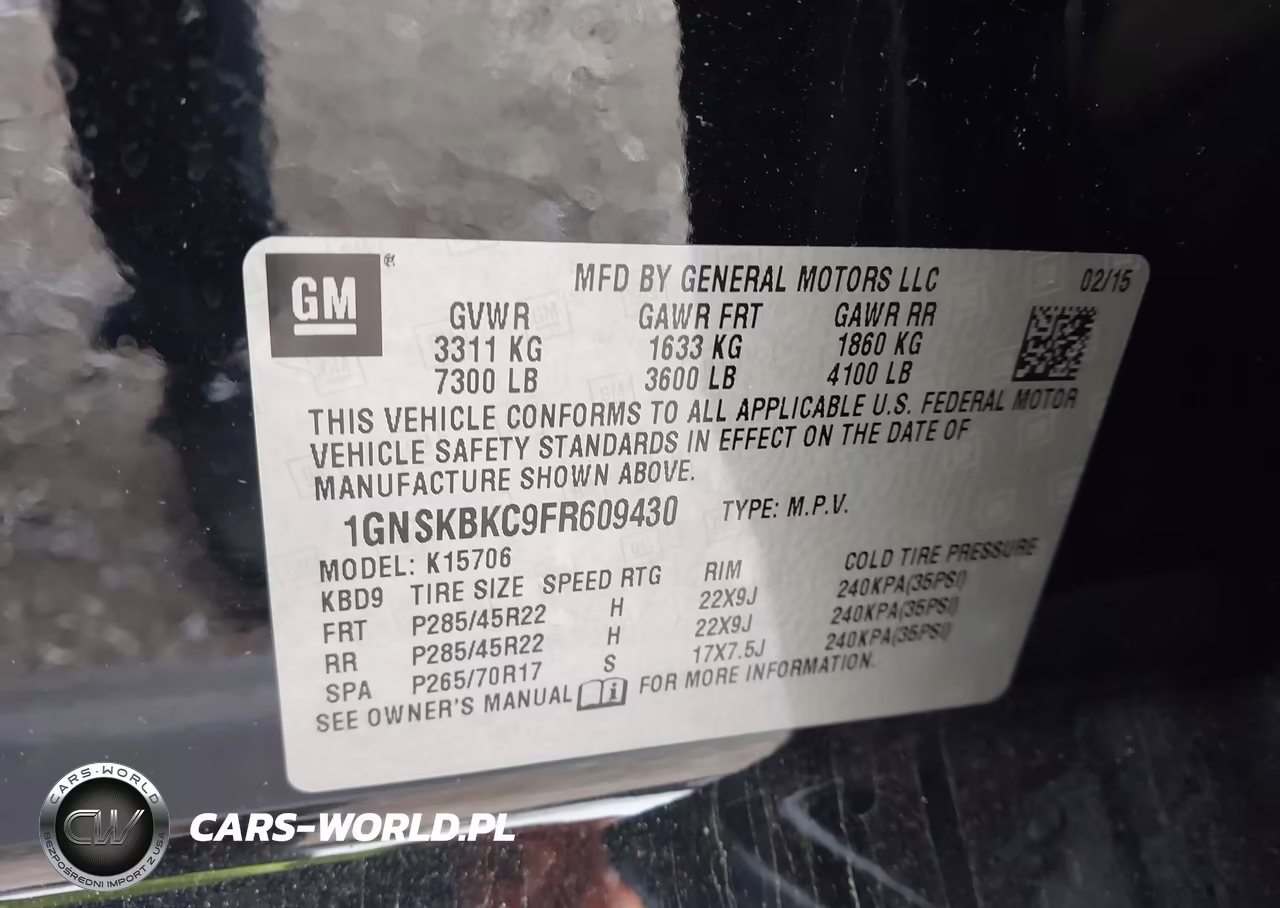 2015 Chevrolet Tahoe Lt VIN:1GNSKBKC9FR609430 - 9