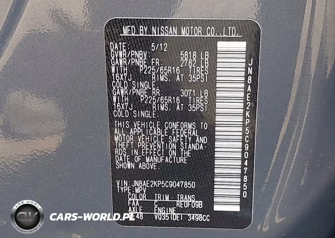 2012 Nissan Quest Sv VIN:JN8AE2KP5C9047850 - 9