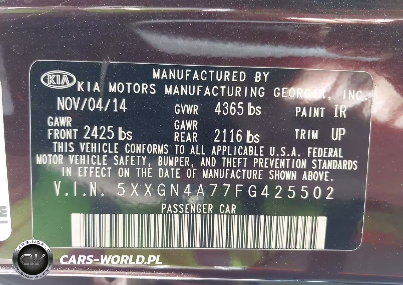 2015 Kia Optima Ex VIN:5XXGN4A77FG425502 - 9