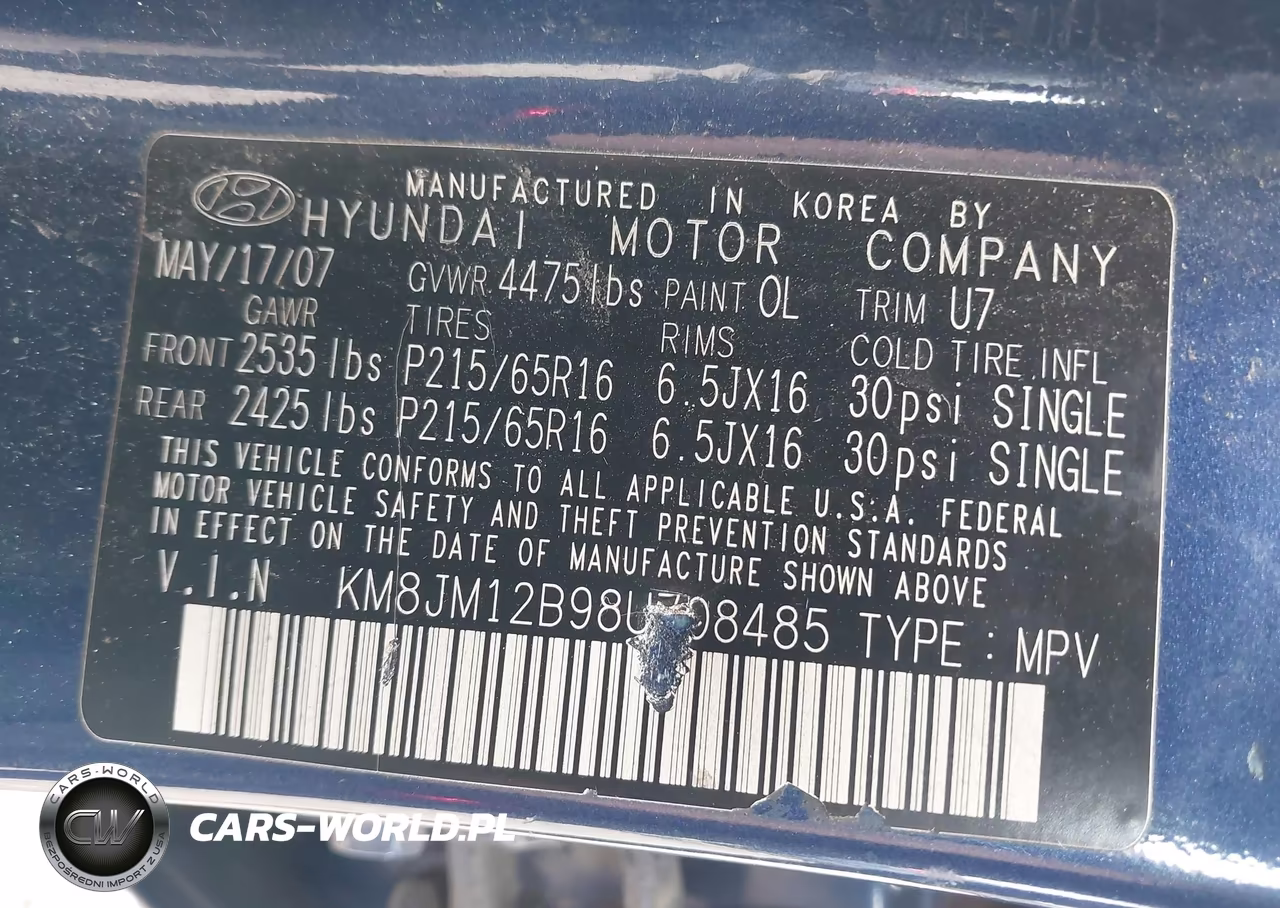2008 Hyundai Tucson Gls VIN:KM8JM12B98U708485 - 9