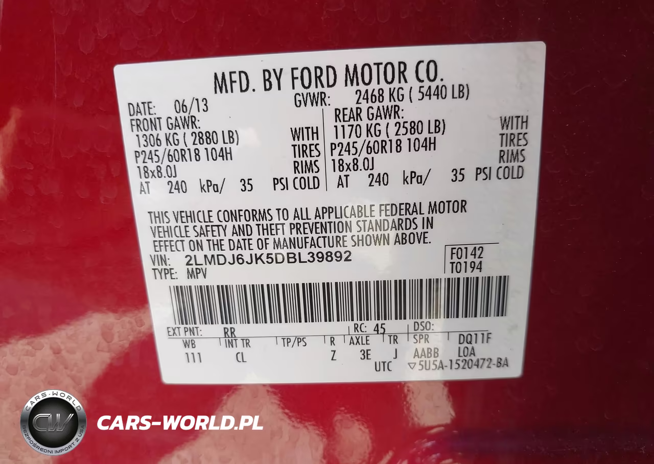 2013 Lincoln Mkx VIN:2LMDJ6JK5DBL39892 - 9