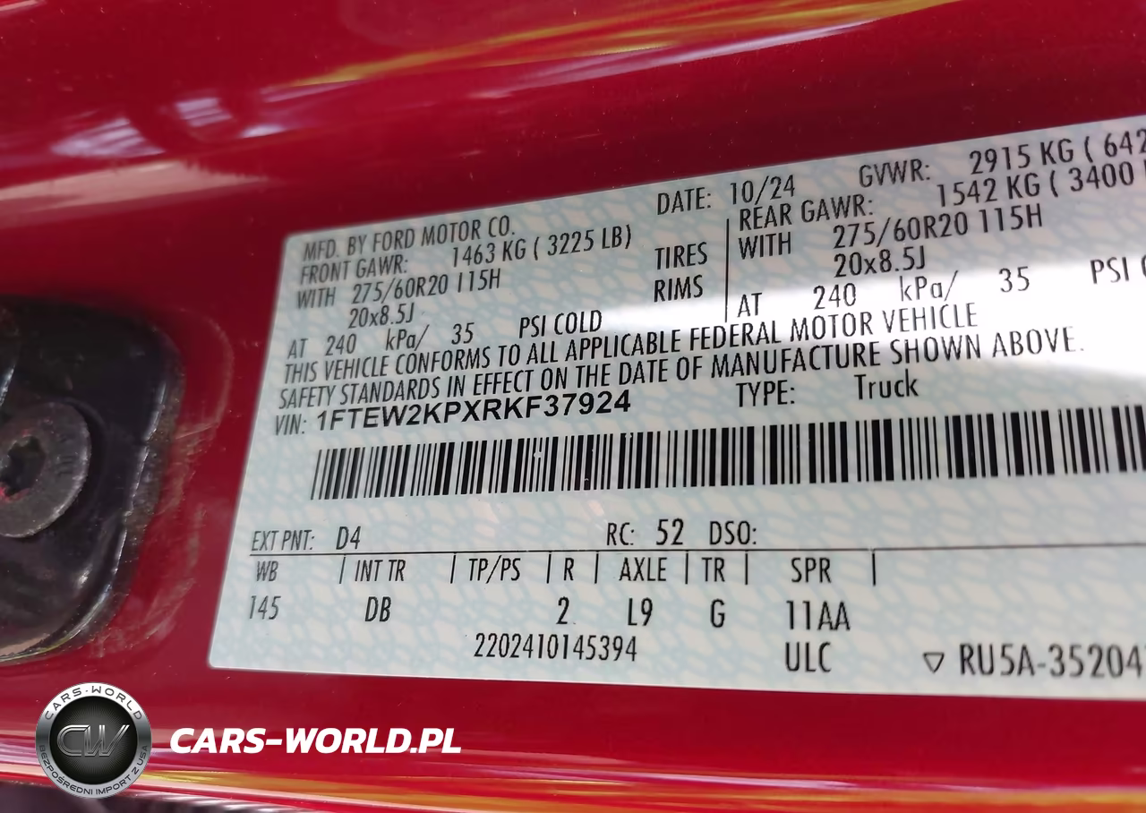 2024 Ford F-150 Stx VIN:1FTEW2KPXRKF37924 - 9