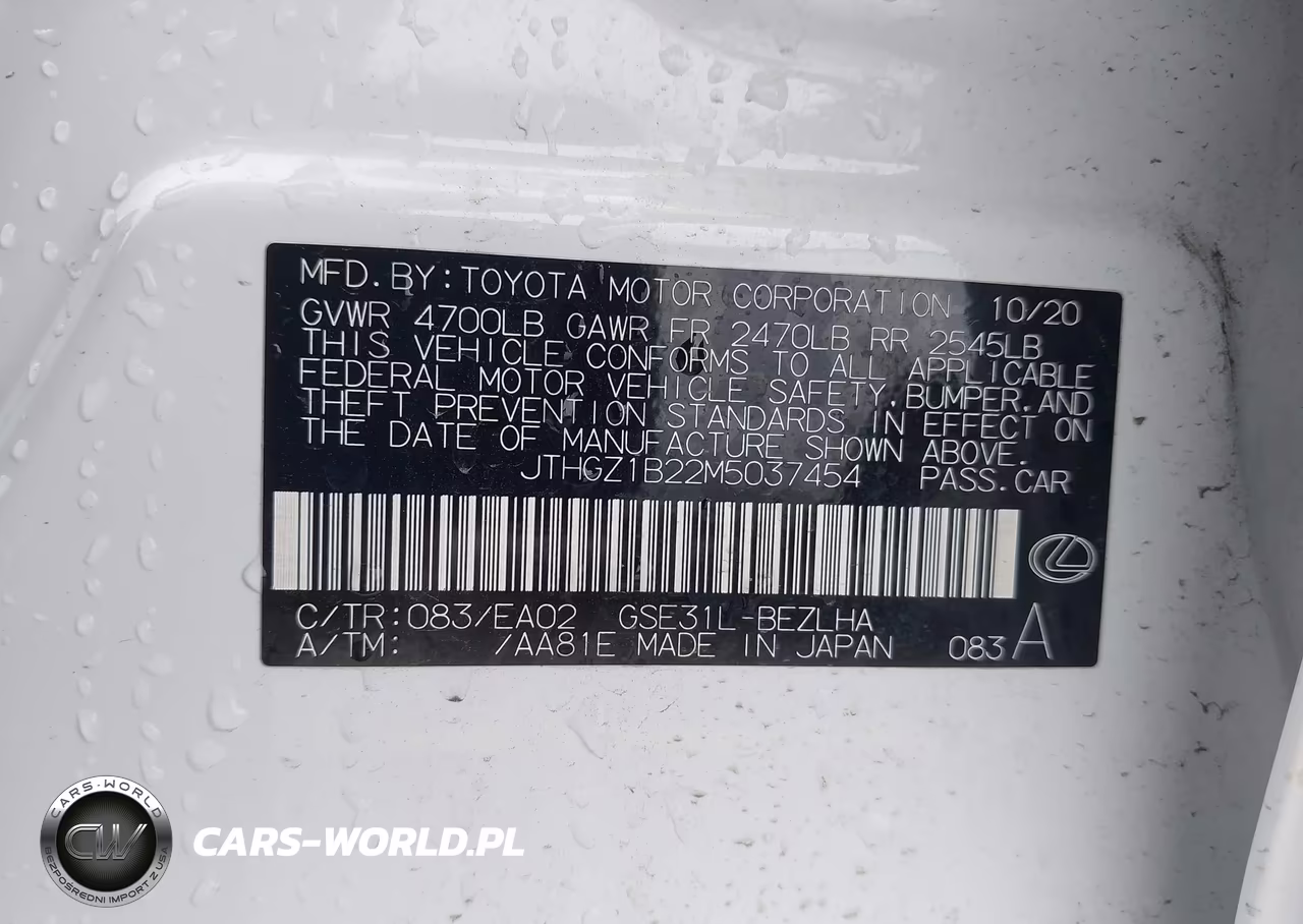 2021 Lexus Is 350 F Sport VIN:JTHGZ1B22M5037454 - 9