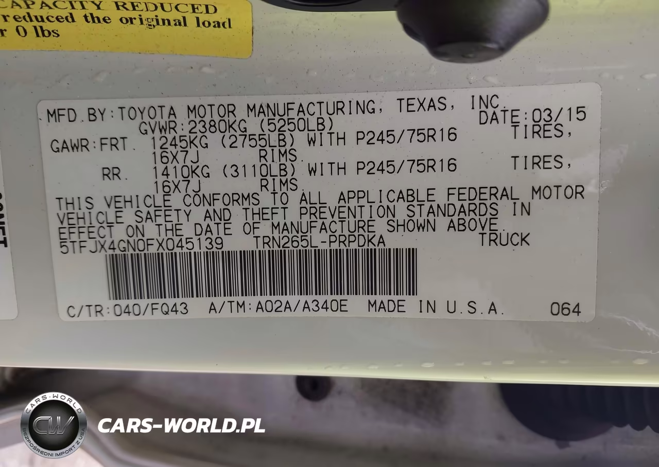 2015 Toyota Tacoma Prerunner VIN:5TFJX4GN0FX045139 - 9