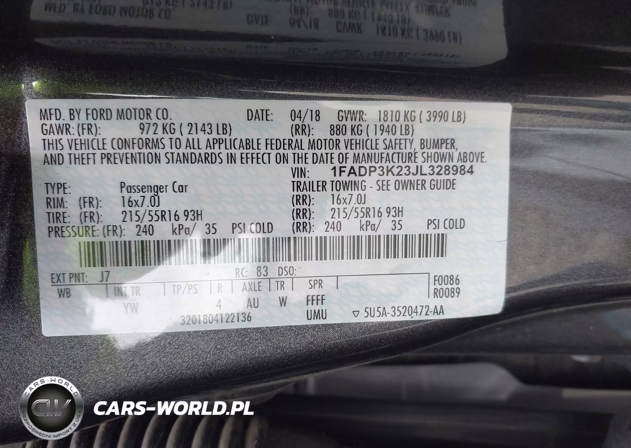 2018 Ford Focus Se VIN:1FADP3K23JL328984 - 5