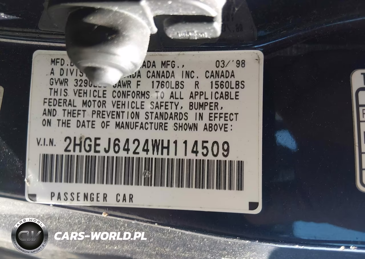 1998 Honda Civic Cx VIN:2HGEJ6424WH114509 - 9