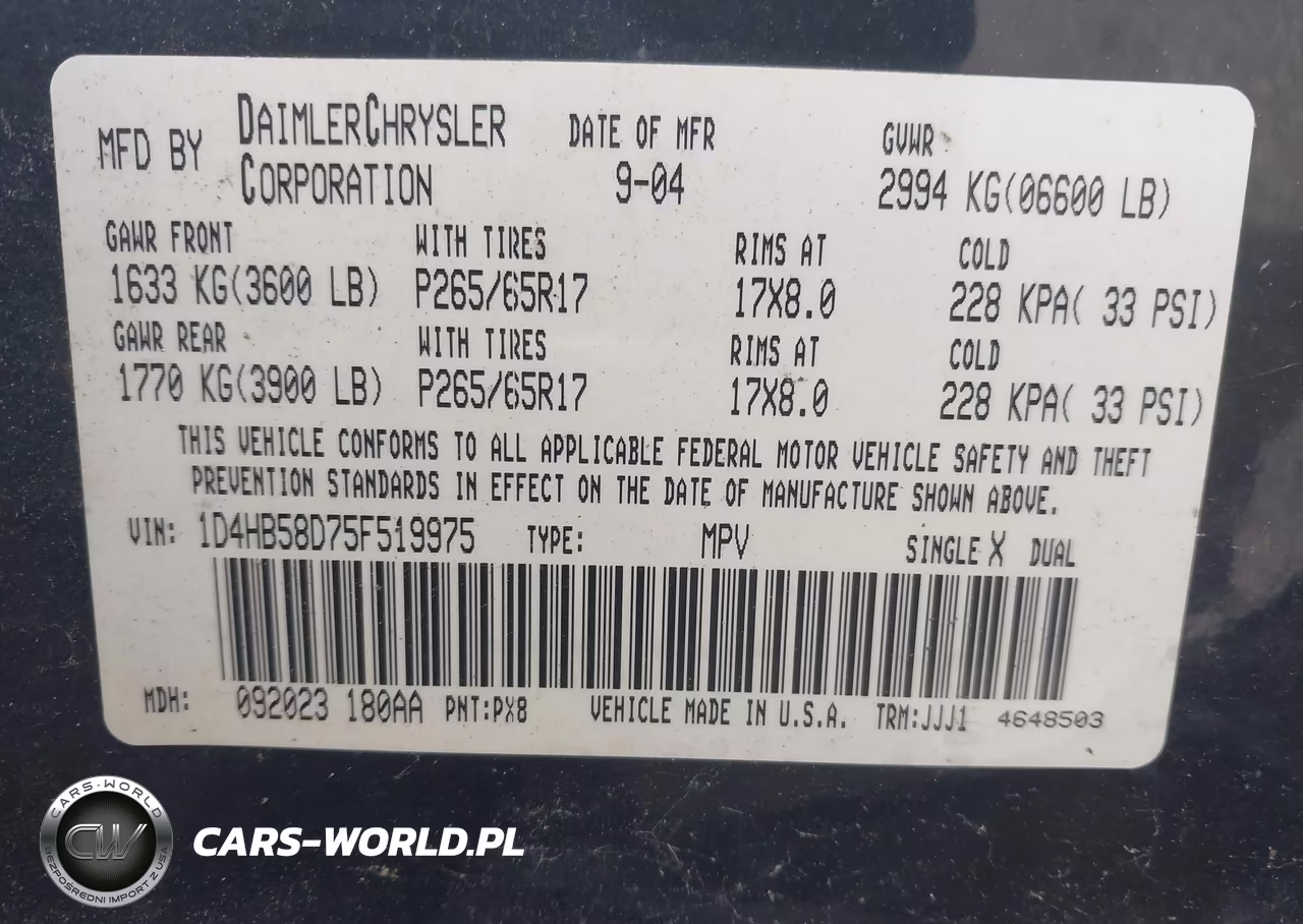 2005 Dodge Durango Limited VIN:1D4HB58D75F519975 - 9