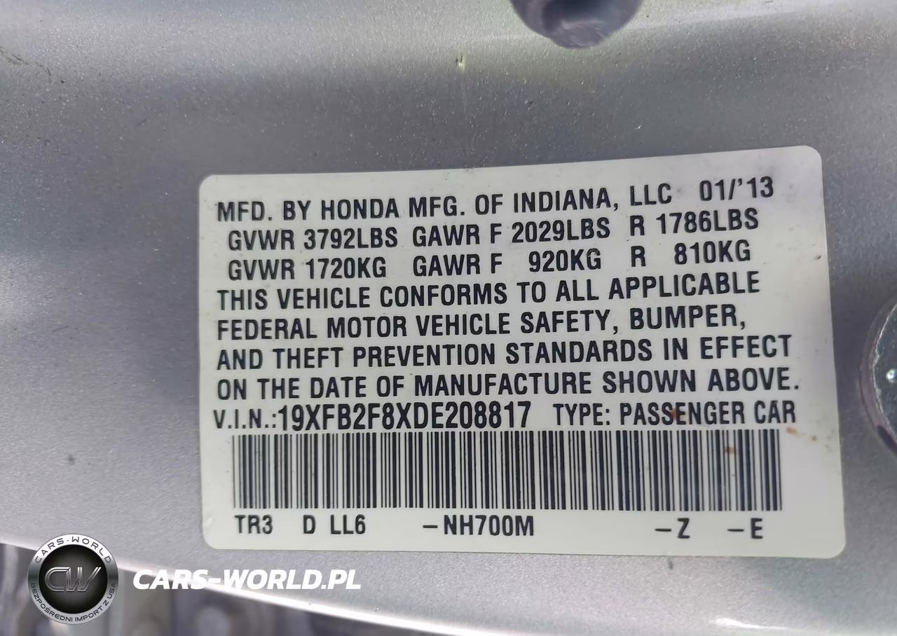2013 Honda Civic Ex VIN:19XFB2F8XDE208817 - 9
