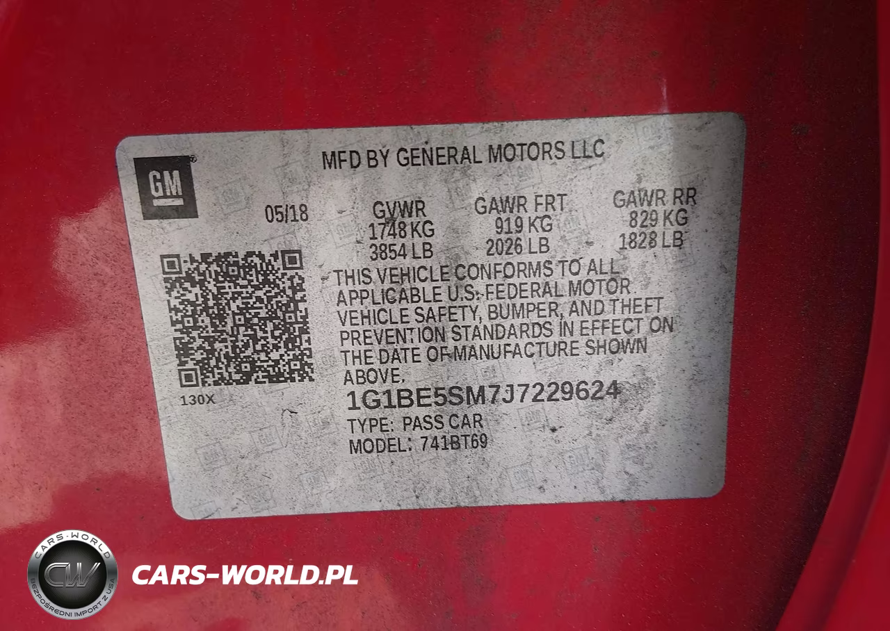2018 Chevrolet Cruze Lt Auto VIN:1G1BE5SM7J7229624 - 9