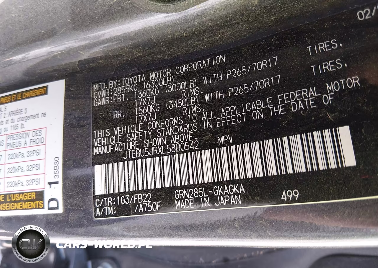 2020 Toyota 4Runner Sr5 VIN:JTEBU5JRXL5800542 - 9