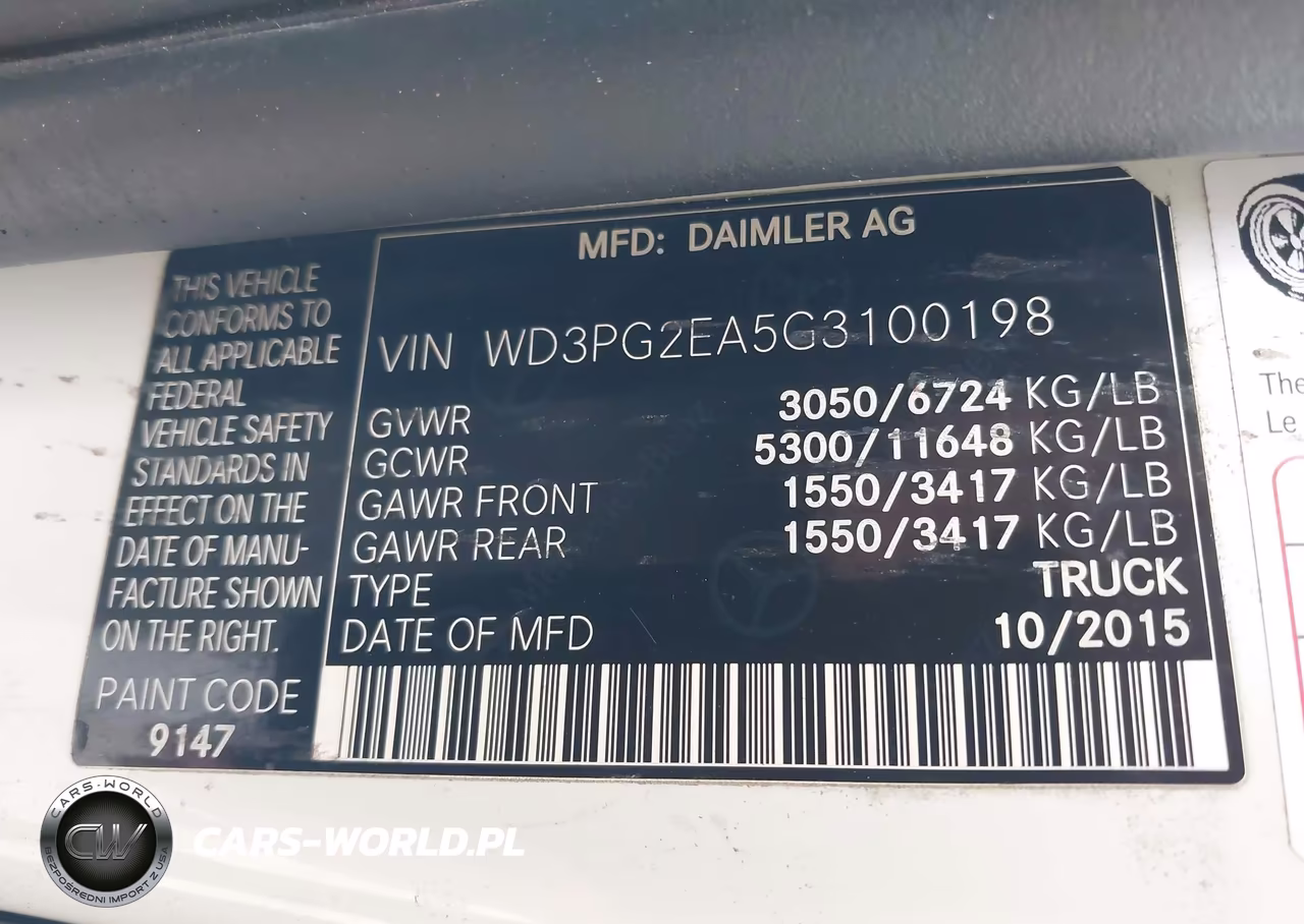 2016 Mercedes-Benz Metris VIN:WD3PG2EA5G3100198 - 9
