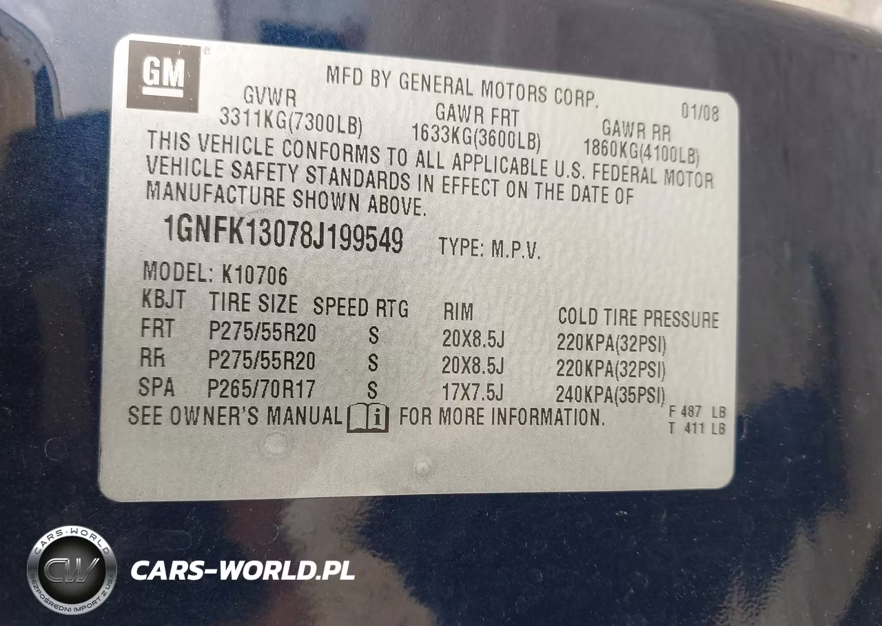 2008 Chevrolet Tahoe Ltz VIN:1GNFK13078J199549 - 9