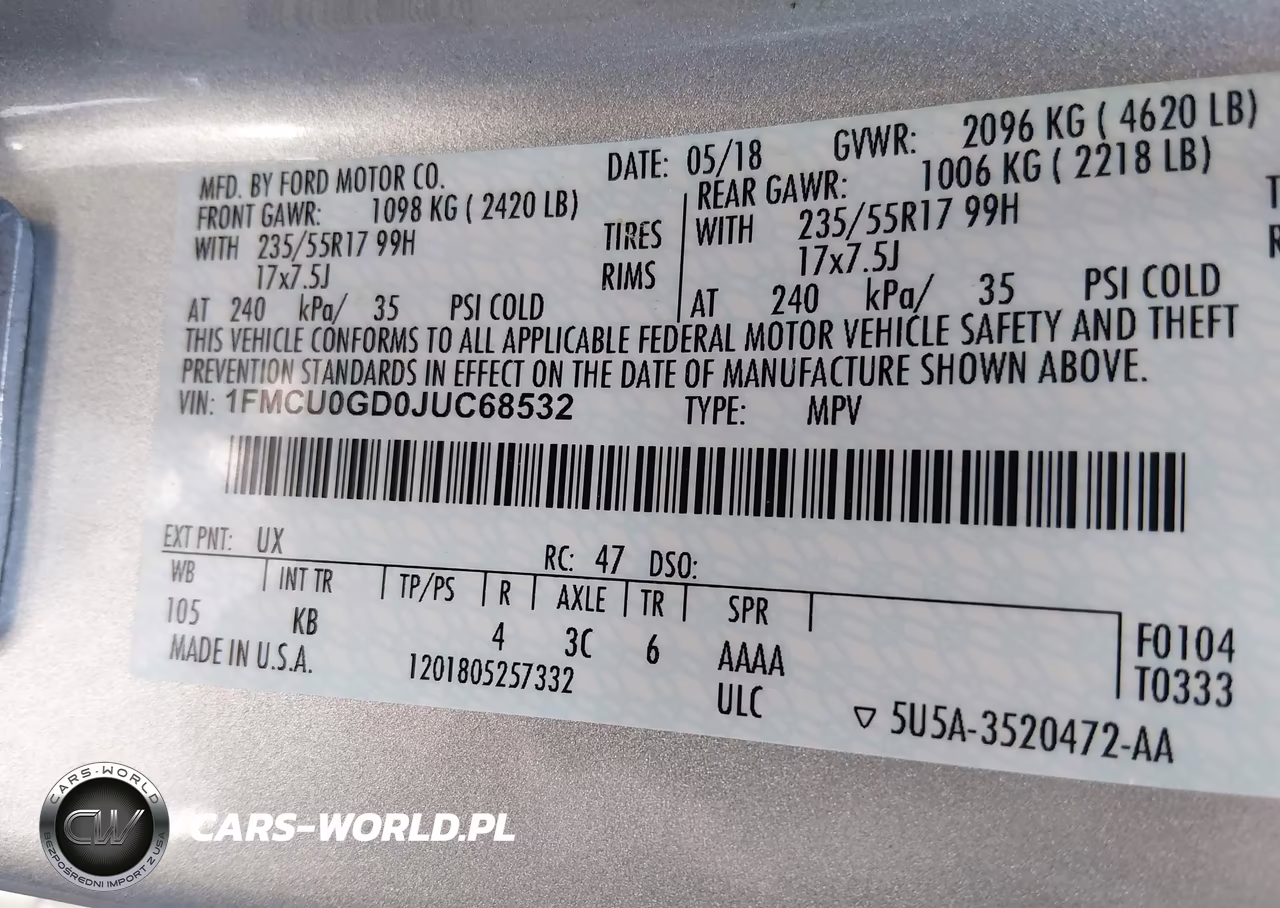 2018 Ford Escape Se VIN:1FMCU0GD0JUC68532 - 9