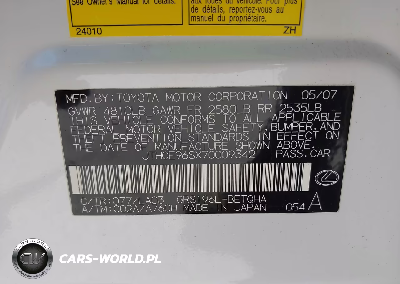 2007 Lexus Gs 350 VIN:JTHCE96SX70009342 - 9