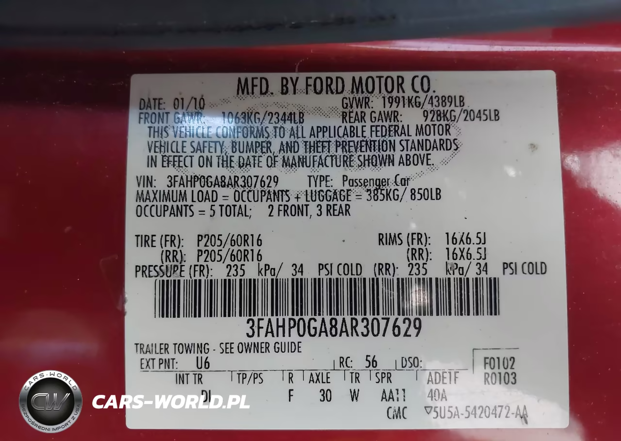 2010 Ford Fusion S VIN:3FAHP0GA8AR307629 - 9