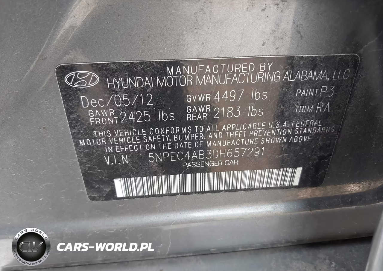 2013 Hyundai Sonata Limited 2.0T VIN:5NPEC4AB3DH657291 - 9
