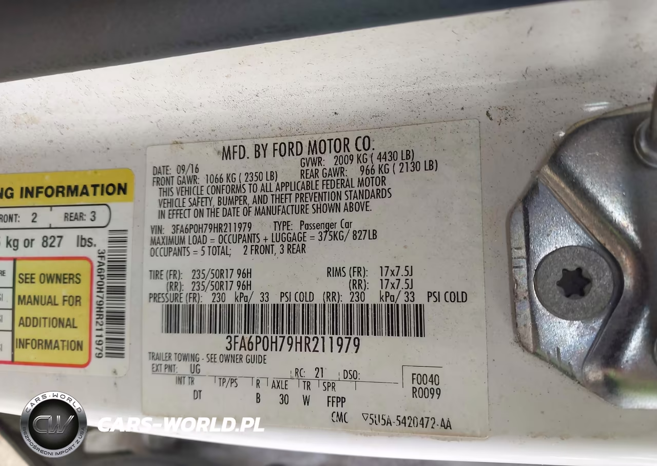2017 Ford Fusion Se VIN:3FA6P0H79HR211979 - 9