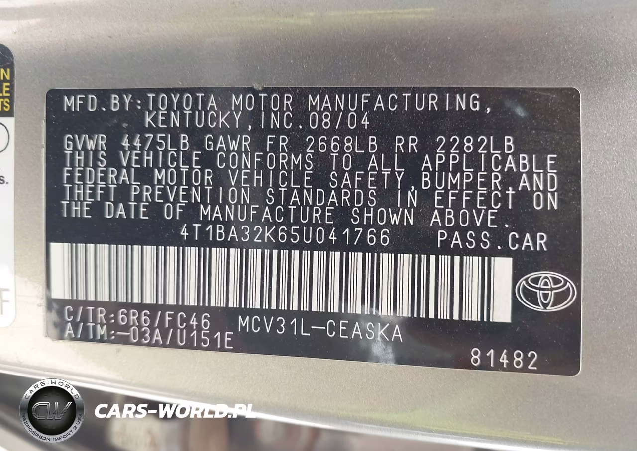 2005 Toyota Camry Se V6 VIN:4T1BA32K65U041766 - 9