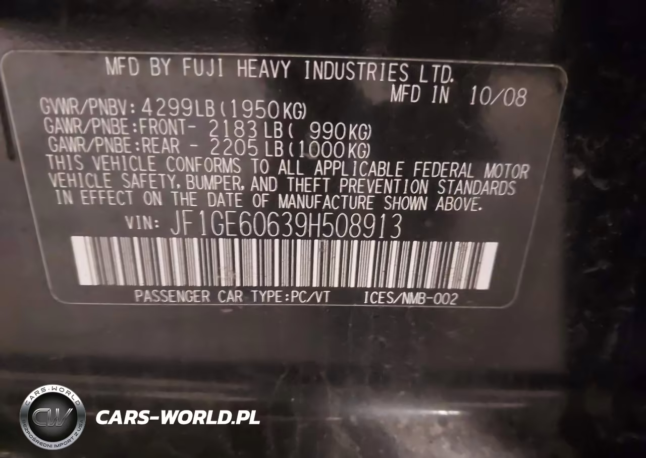 2009 Subaru Impreza 2.5I VIN:JF1GE60639H508913 - 9