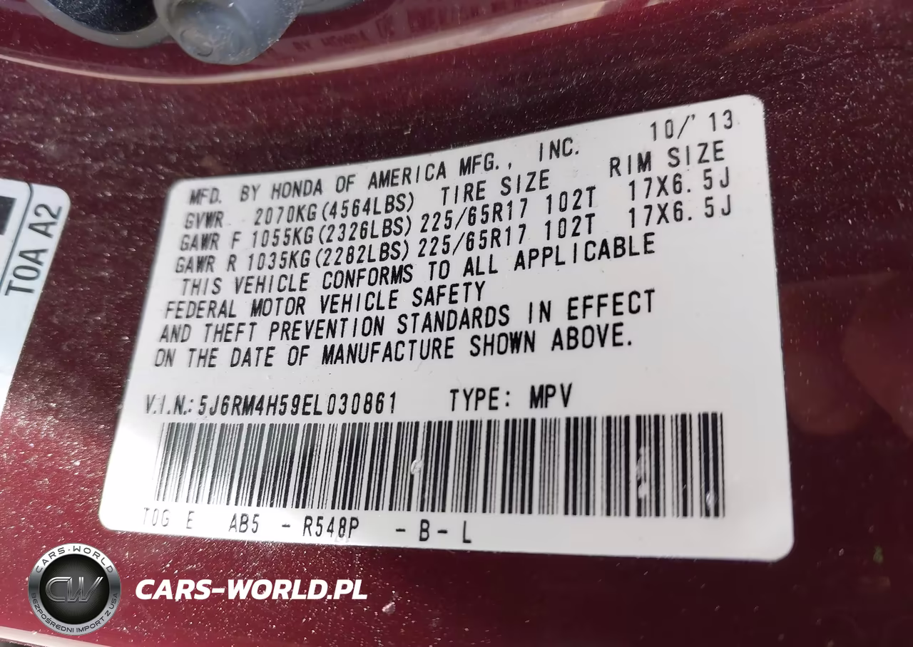 2014 Honda Cr-V Ex VIN:5J6RM4H59EL030861 - 9