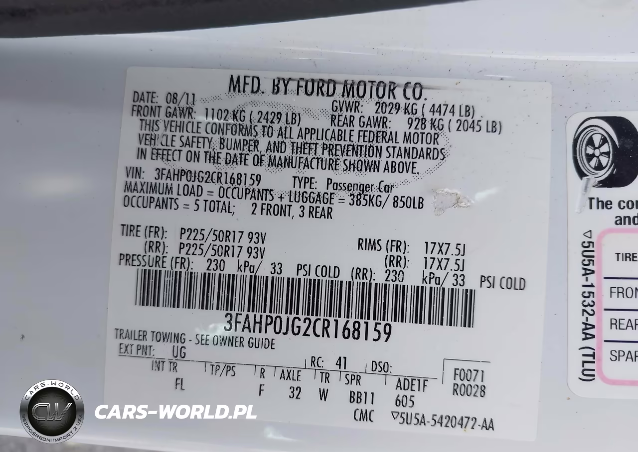2012 Ford Fusion Sel VIN:3FAHP0JG2CR168159 - 9