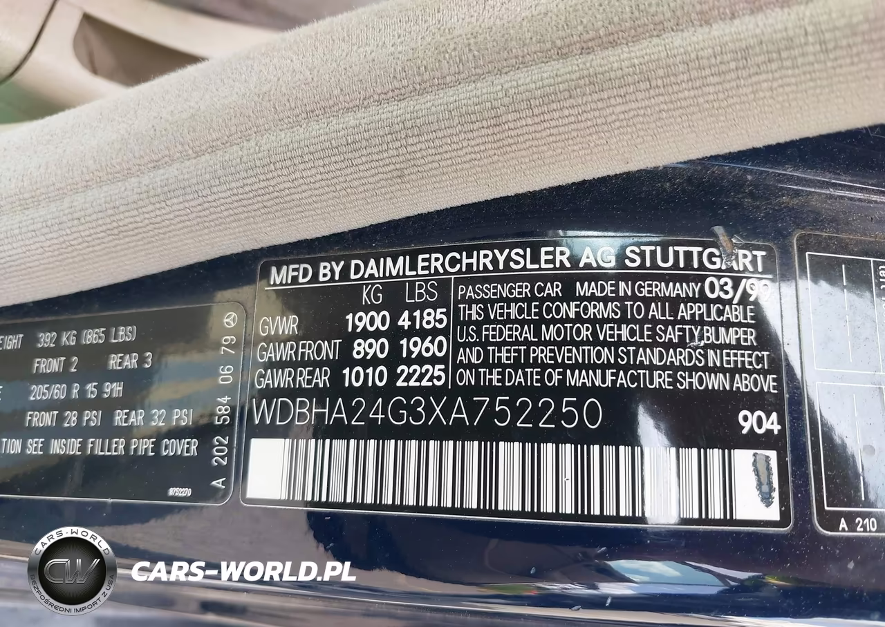 1999 Mercedes-Benz C 230 Kompressor VIN:WDBHA24G3XA752250 - 9