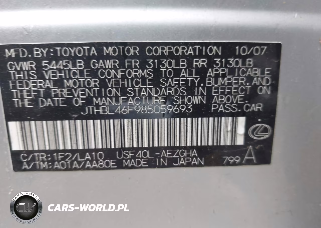 2008 Lexus Ls 460 VIN:JTHBL46F985059693 - 9