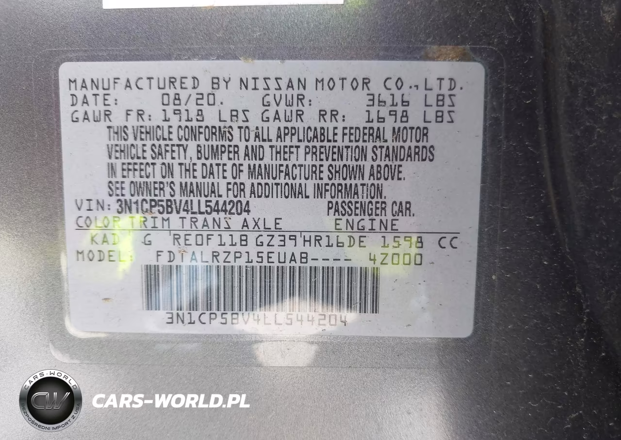 2020 Nissan Kicks S Xtronic Cvt VIN:3N1CP5BV4LL544204 - 9