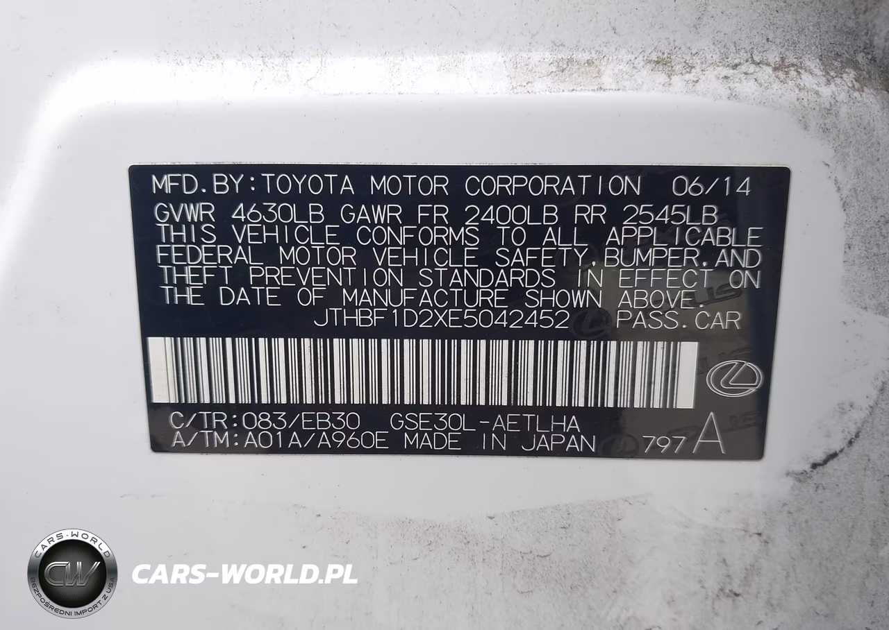 2014 Lexus Is 250 VIN:JTHBF1D2XE5042452 - 9