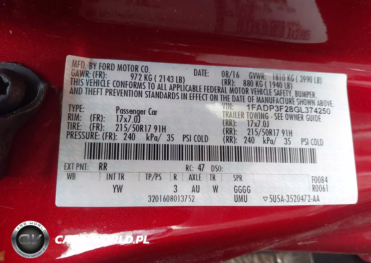 2016 Ford Focus Se VIN:1FADP3F28GL374250 - 9