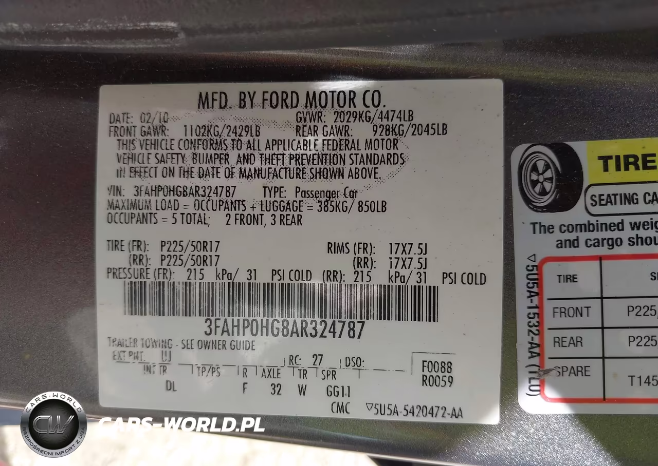 2010 Ford Fusion Se VIN:3FAHP0HG8AR324787 - 9