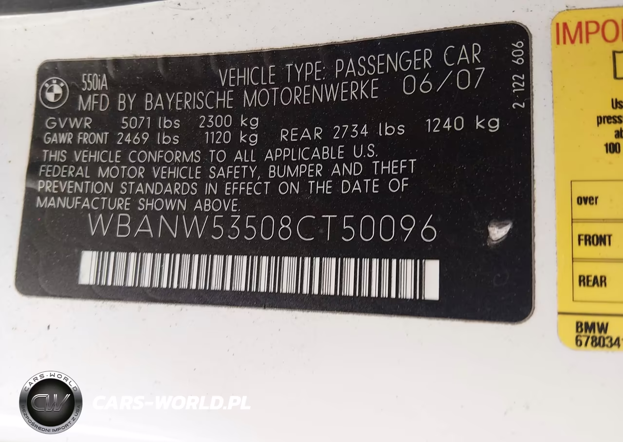 2008 BMW 550I VIN:WBANW53508CT50096 - 9