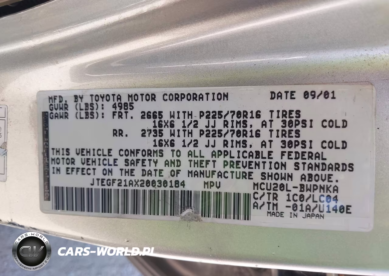 2002 Toyota Highlander Limited V6 VIN:JTEGF21AX20030184 - 9