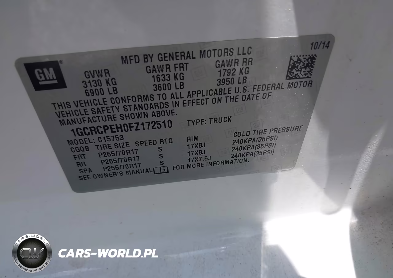 2015 Chevrolet Silverado 1500 Wt VIN:1GCRCPEH0FZ172510 - 9