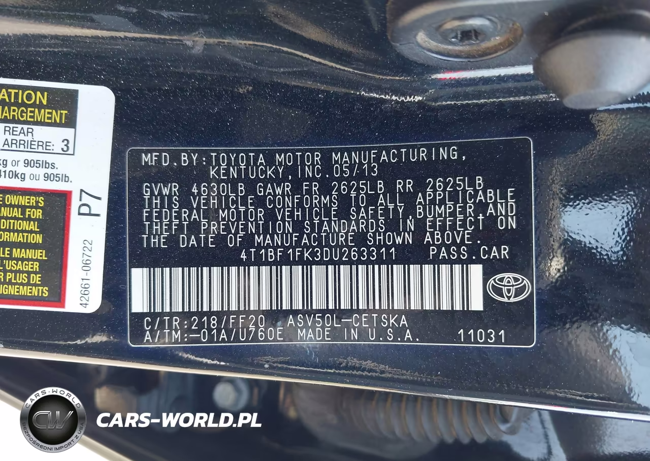 2013 Toyota Camry Se VIN:4T1BF1FK3DU263311 - 9
