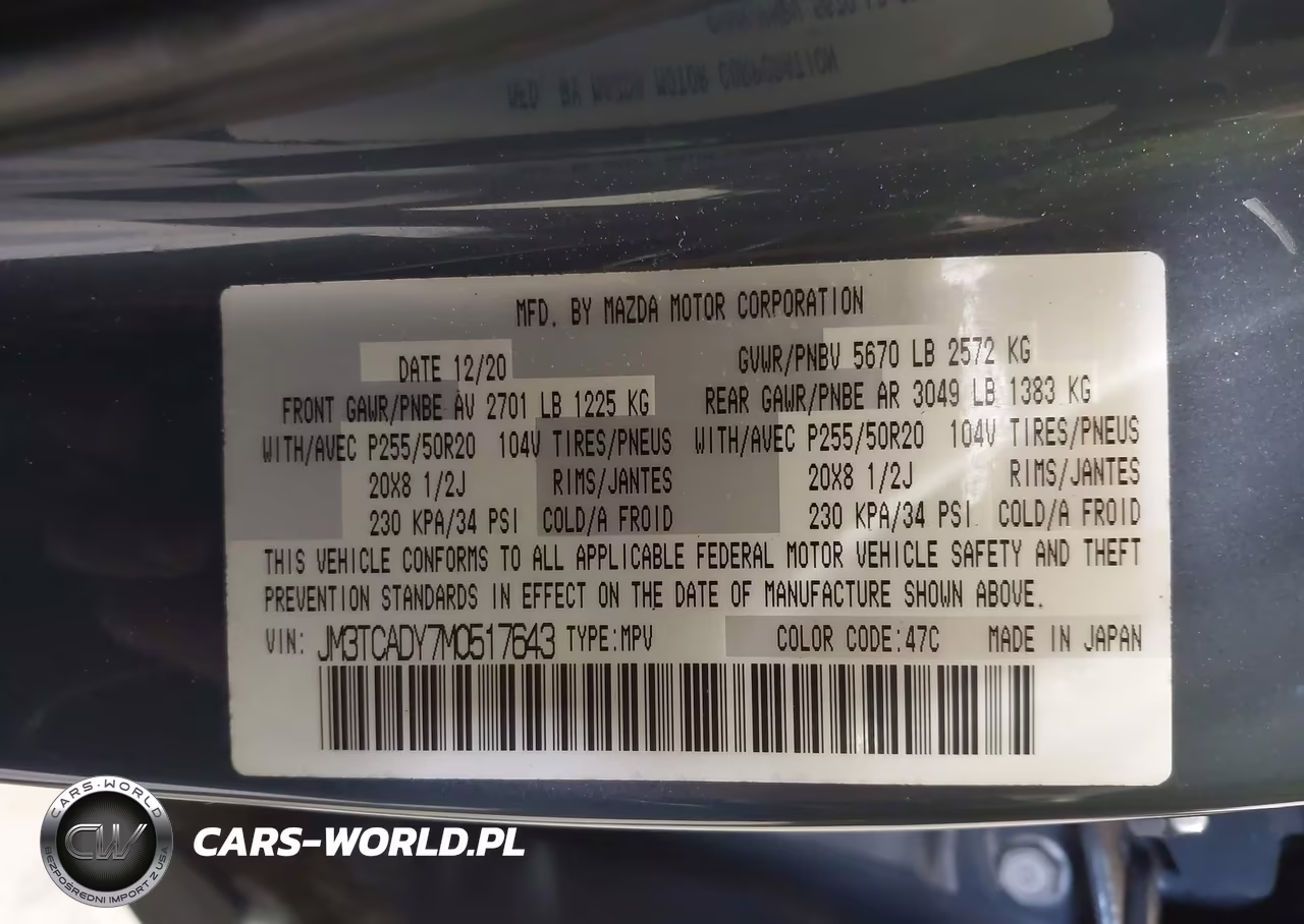 2021 Mazda Cx-9 Carbon Edition VIN:JM3TCADY7M0517643 - 9