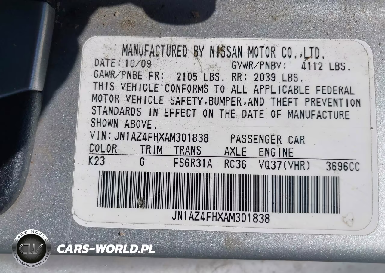 2010 Nissan 370Z Touring VIN:JN1AZ4FHXAM301838 - 9