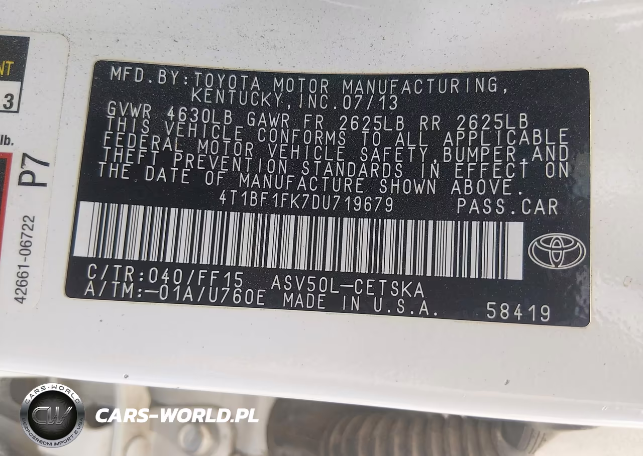 2013 Toyota Camry Se VIN:4T1BF1FK7DU719679 - 9