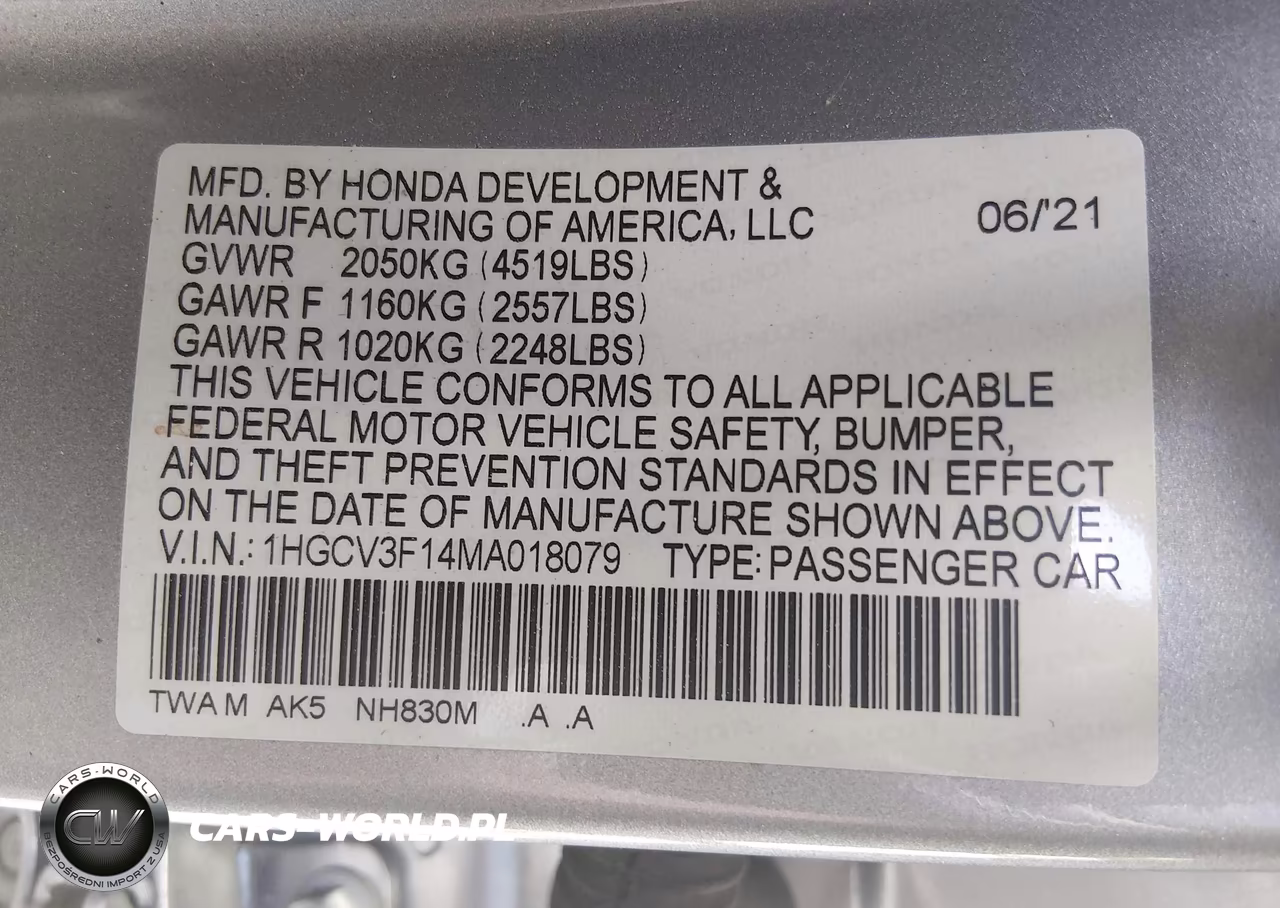 2021 Honda Accord Hybrid VIN:1HGCV3F14MA018079 - 9