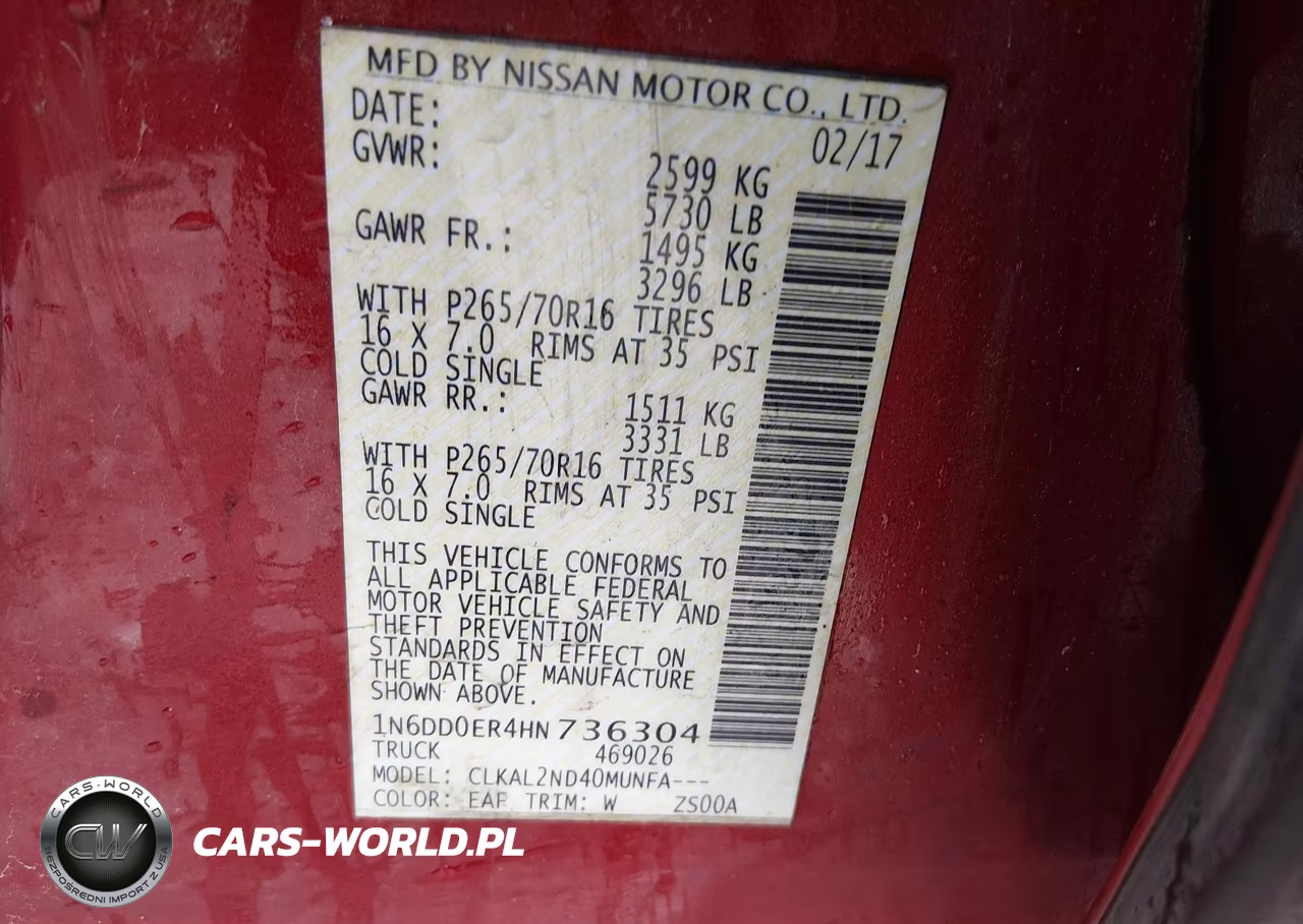 2017 Nissan Frontier Sv VIN:1N6DD0ER4HN736304 - 9