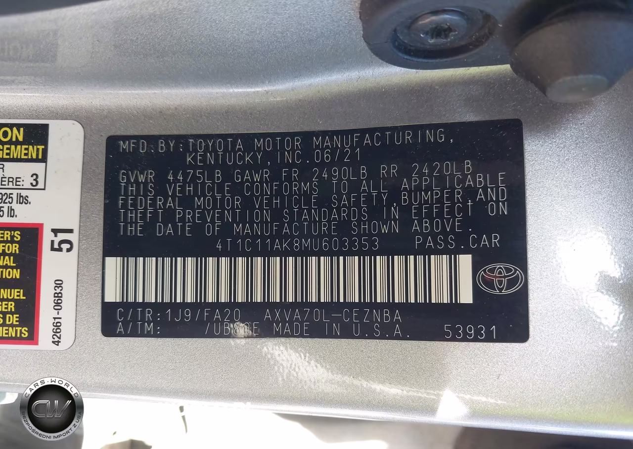 2021 Toyota Camry Le VIN:4T1C11AK8MU603353 - 9