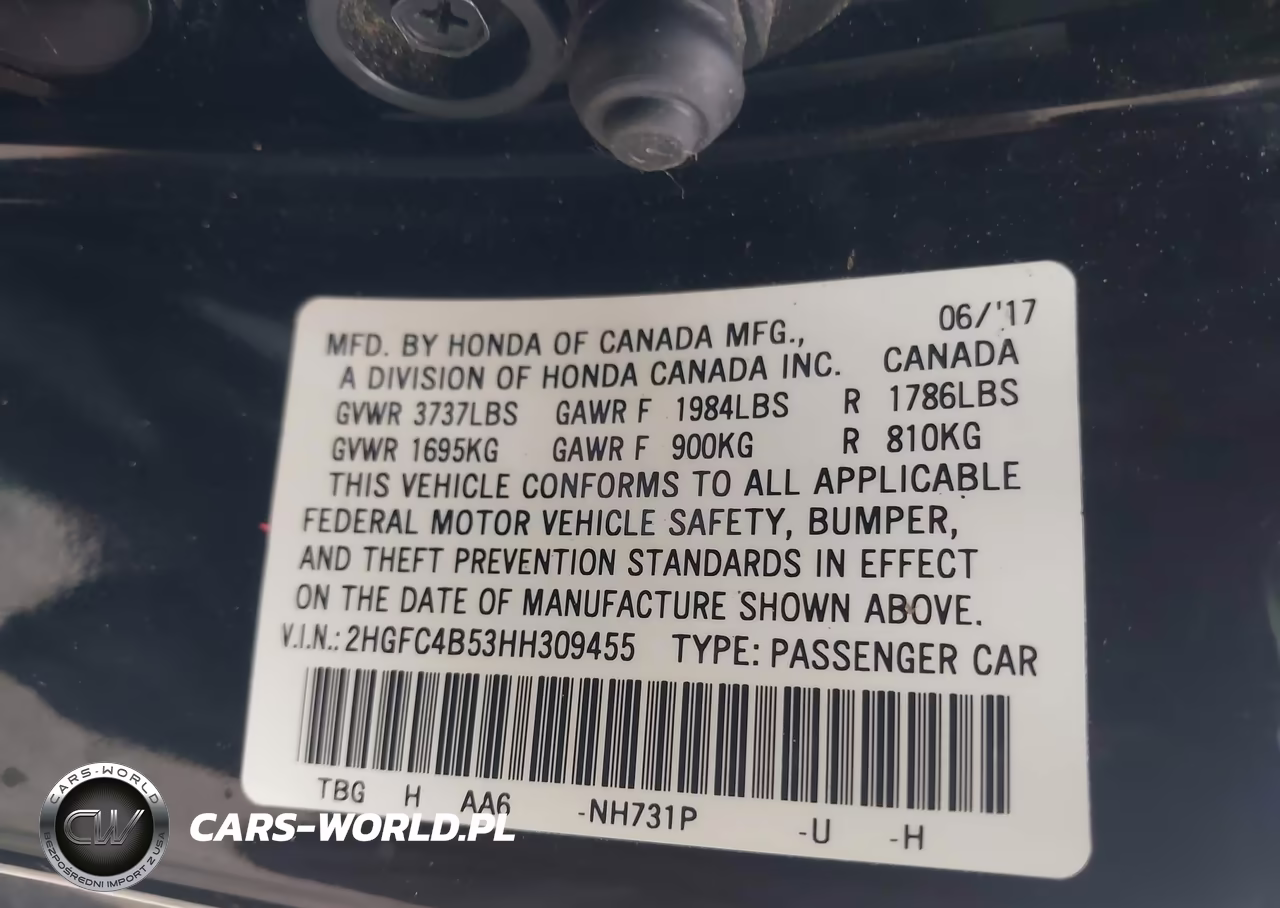 2017 Honda Civic Lx VIN:2HGFC4B53HH309455 - 9