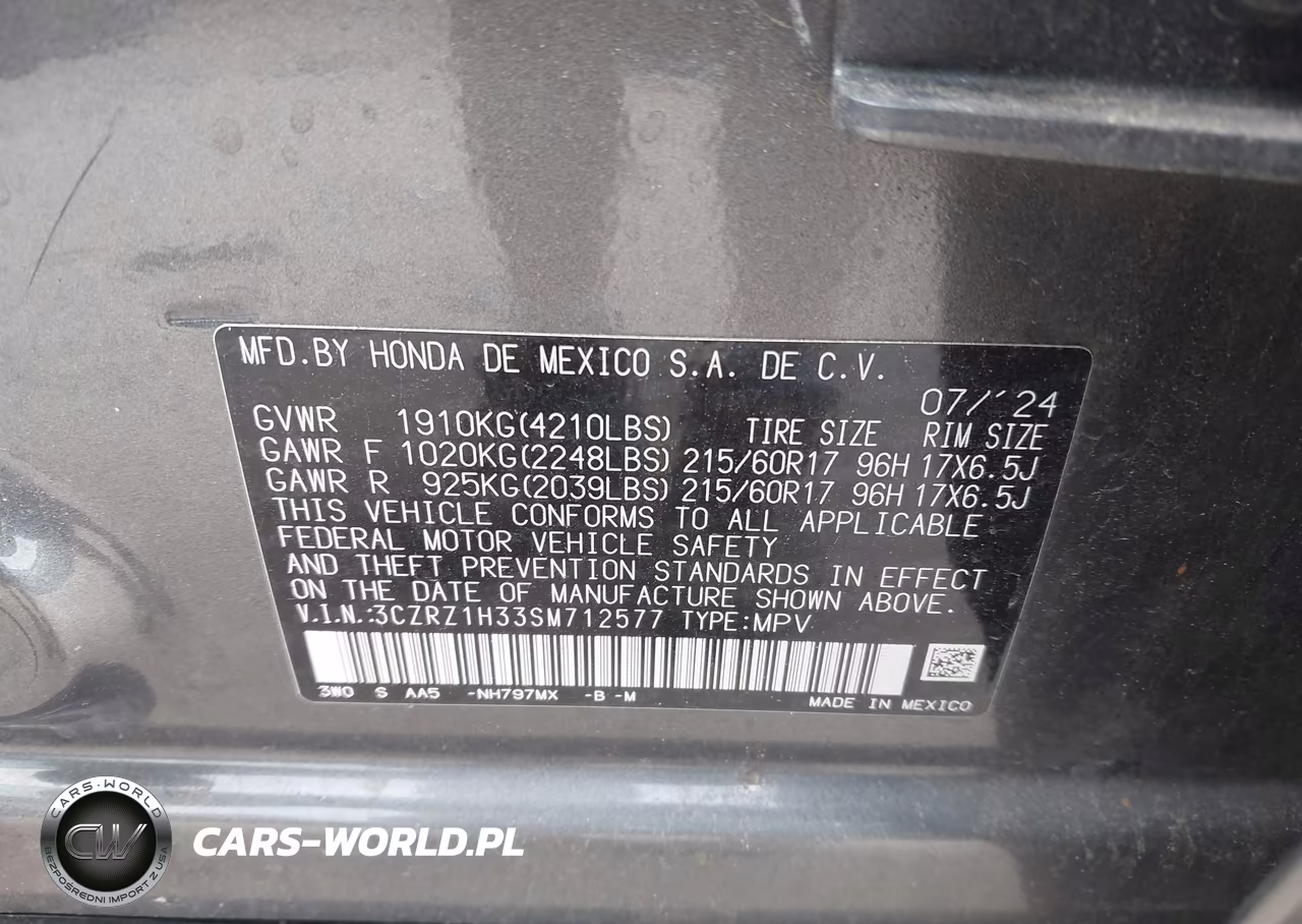 2025 Honda Hr-V 2Wd Lx VIN:3CZRZ1H33SM712577 - 9