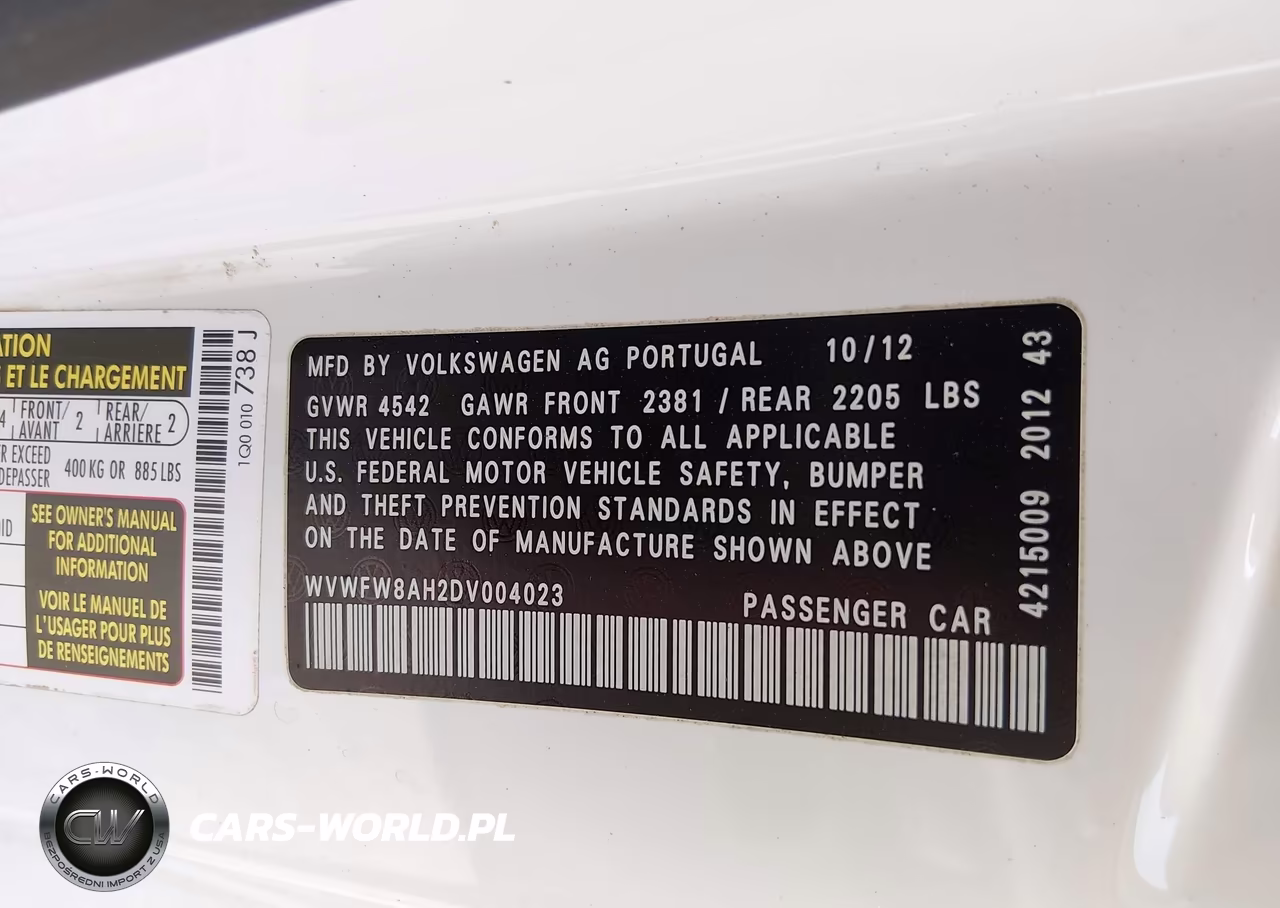 2013 Volkswagen Eos Executive VIN:WVWFW8AH2DV004023 - 9
