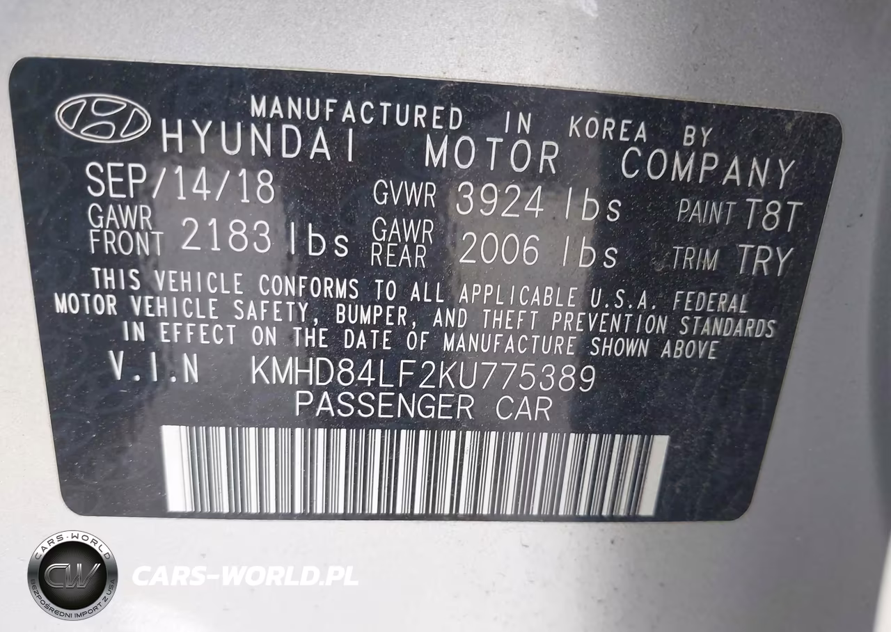 2019 Hyundai Elantra Sel VIN:KMHD84LF2KU775389 - 9